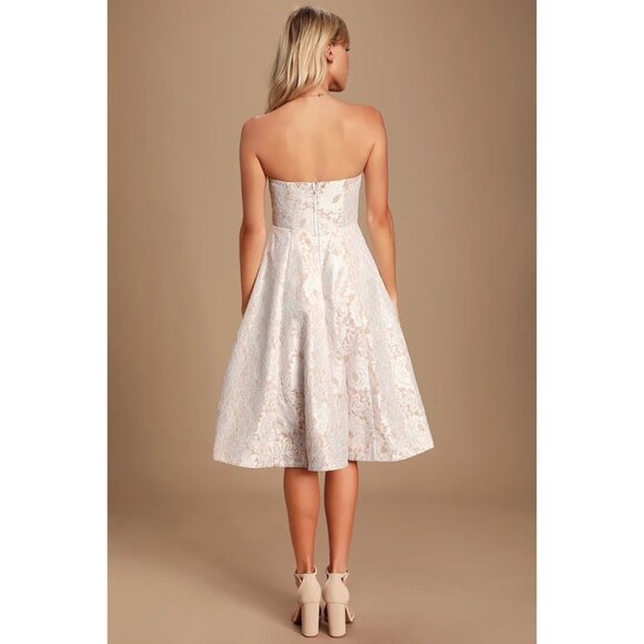 NWT Lulus Give it a Twirl White Lace Strapless Midi Dress - Size Small 🩷 - Picture 13 of 14